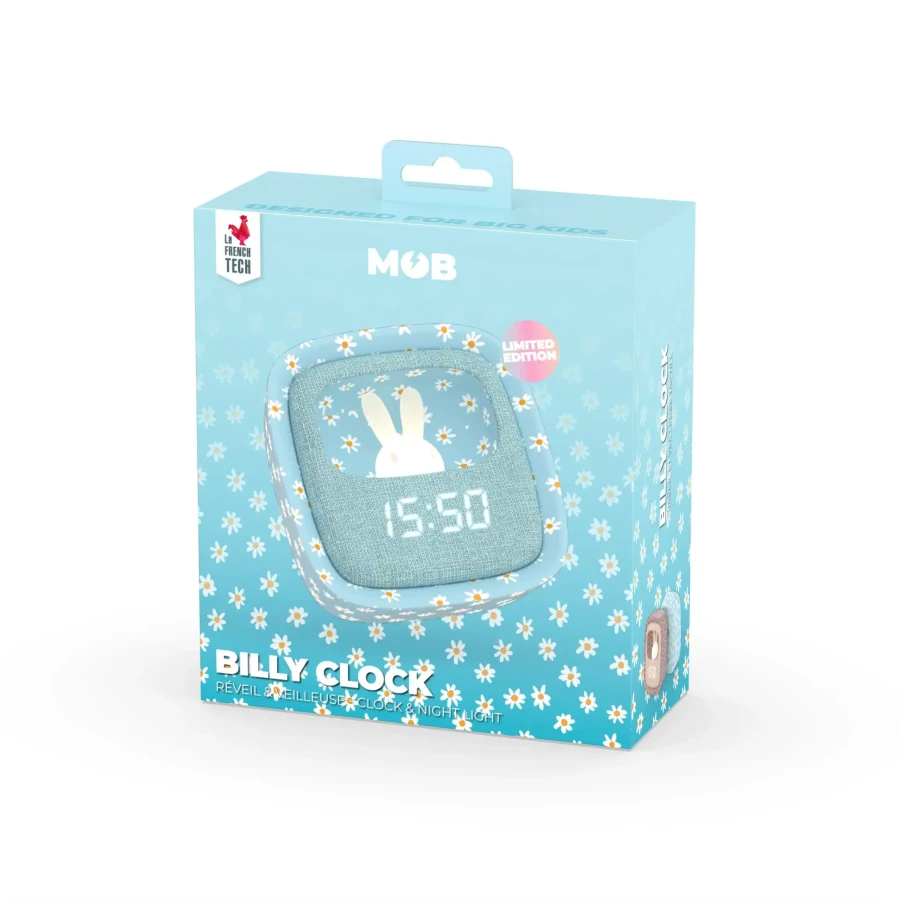 Budzik i lampka nocna Billy Clock - niebieski kwiat / MOB