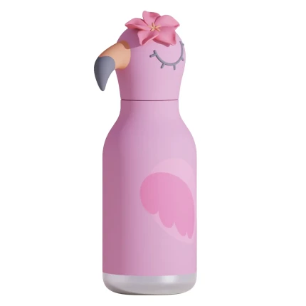 Butelka termiczna ze słomką Bestie, 460 ml - Flaming / Asobu