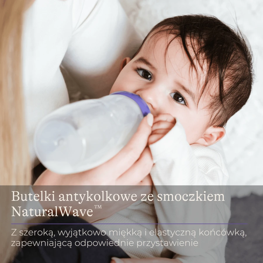 Butelka do karmienia 330 ml ze smoczkiem Natural Wave™ o szybkim przepływie / Lansinoh