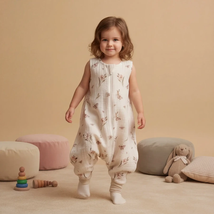 Muślinowy śpiworek z nogawkami 0,5 TOG - Kwietna łąka / BabySteps