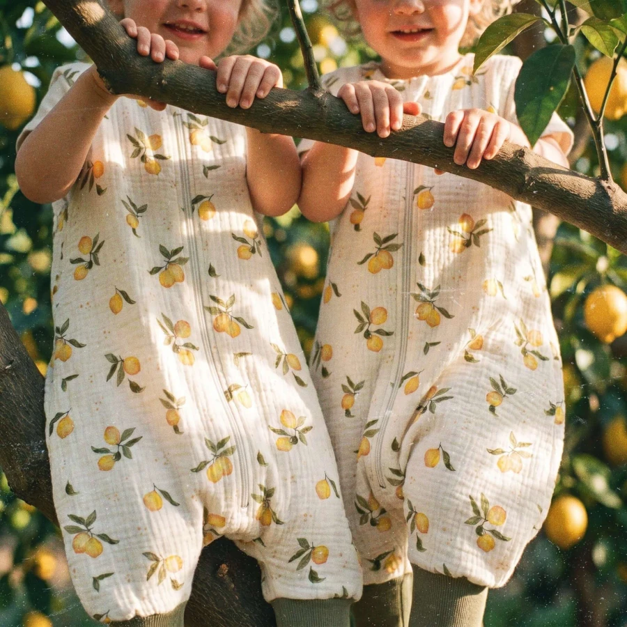 Muślinowy śpiworek z nogawkami 0,5 TOG - Słoneczne cytryny / BabySteps