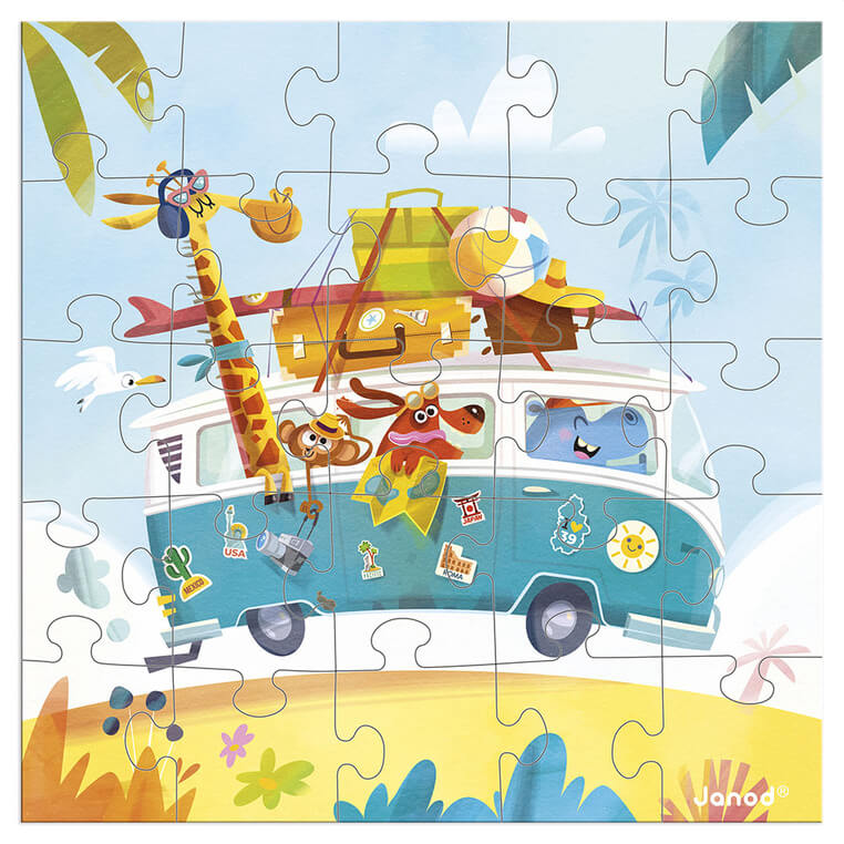 Puzzle i kartka okolicznościowa 2w1 Road trip 3+ / Janod