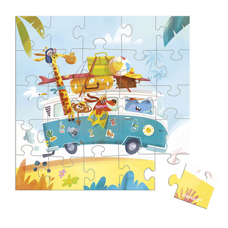 Puzzle i kartka okolicznościowa 2w1 Road trip 3+ / Janod