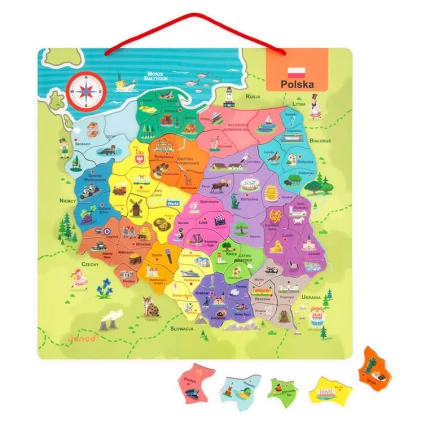 Puzzle magnetyczne Mapa Polski 69 magnesów 7+ / Janod