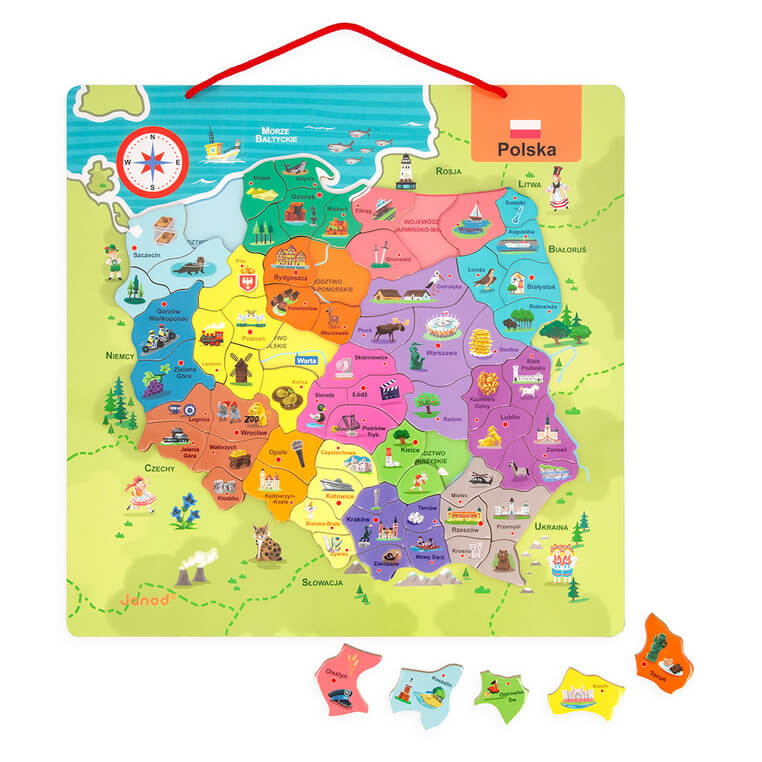 Puzzle magnetyczne Mapa Polski 69 magnesów 7+ / Janod