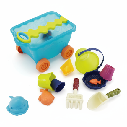 Wavey–Wagon – niebieski wózek, wagonik z akcesoriami do piasku / B.Toys BX1596Z