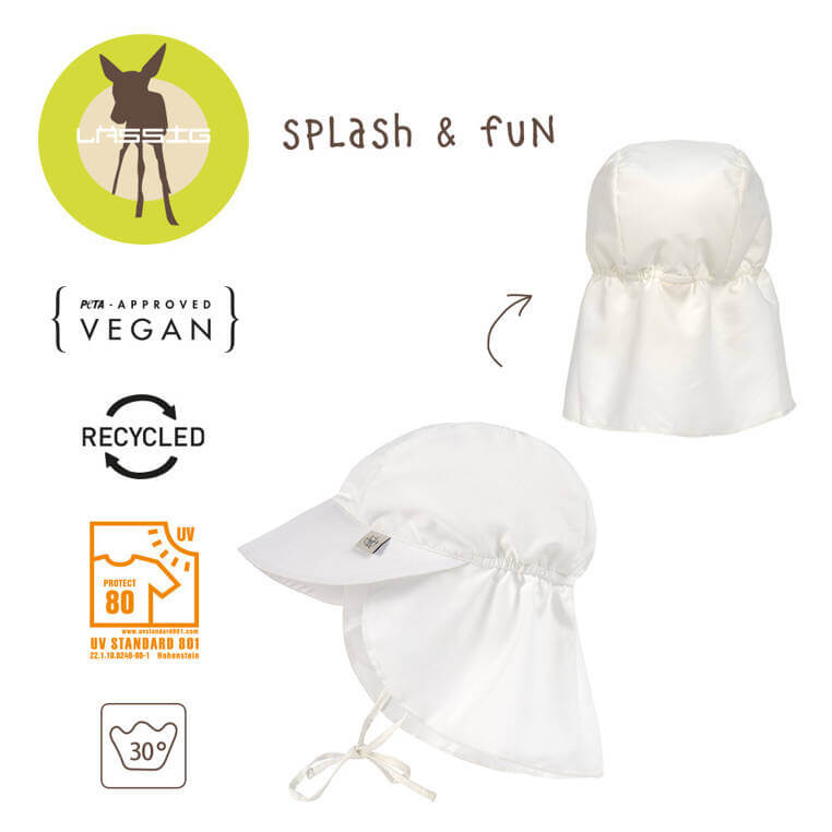 Czapka przeciwsłoneczna z daszkiem i osłoną karku UV80 Splash & Fun Fale nature / Lassig