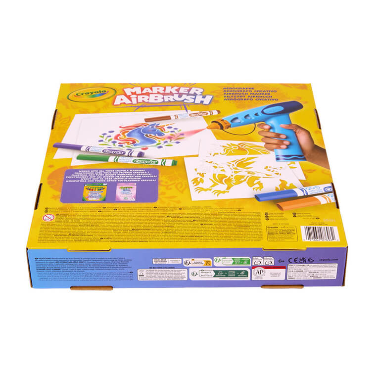 Aerograf dla dzieci airbrush, 5 szablonów i 8 zmywalnych flamastrów 6+ / Crayola