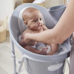 II GATUNEK: Wanienka z  odpływem i piankowym oparciem - Pebble Grey / Shnuggle Baby