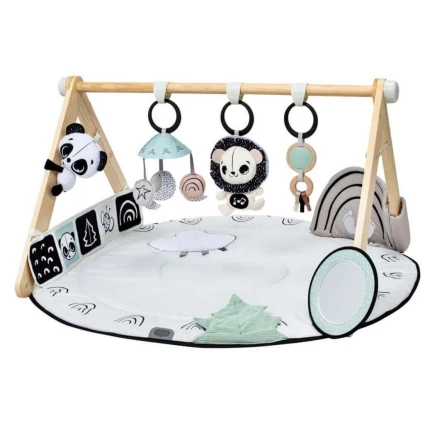 USZKODZONE OPAKOWANIE: Gimnastyka, mata edukacyjna z drewnianym stojakiem Decor Luxe - czarno-biała / Tiny Love
