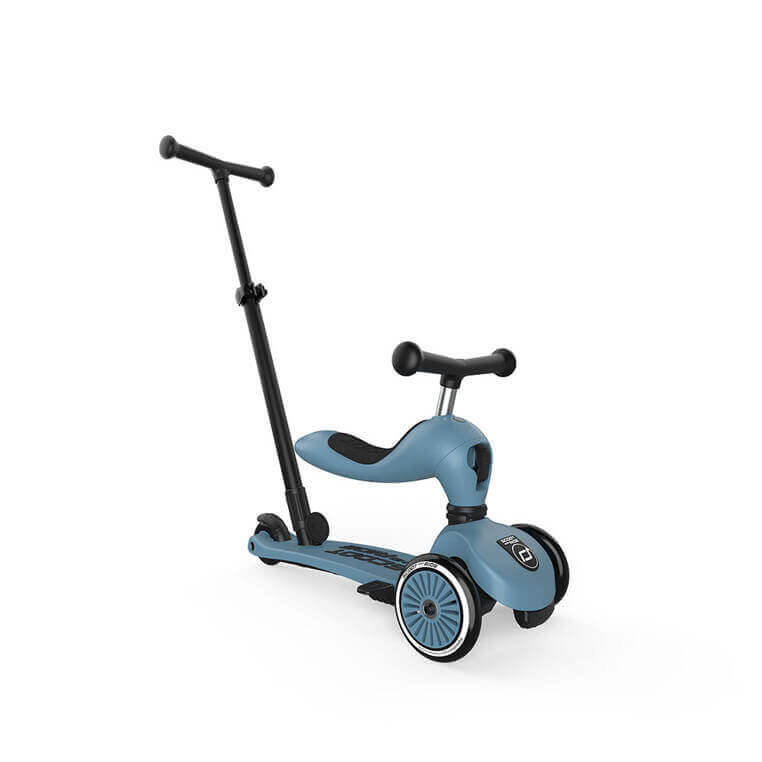 USZKODZONE OPAKOWANIE: Highwaykick1 Push and Go 2w1 Jeździk i hulajnoga z rączką do prowadzenia 1-5 lat Steel / Scootandride