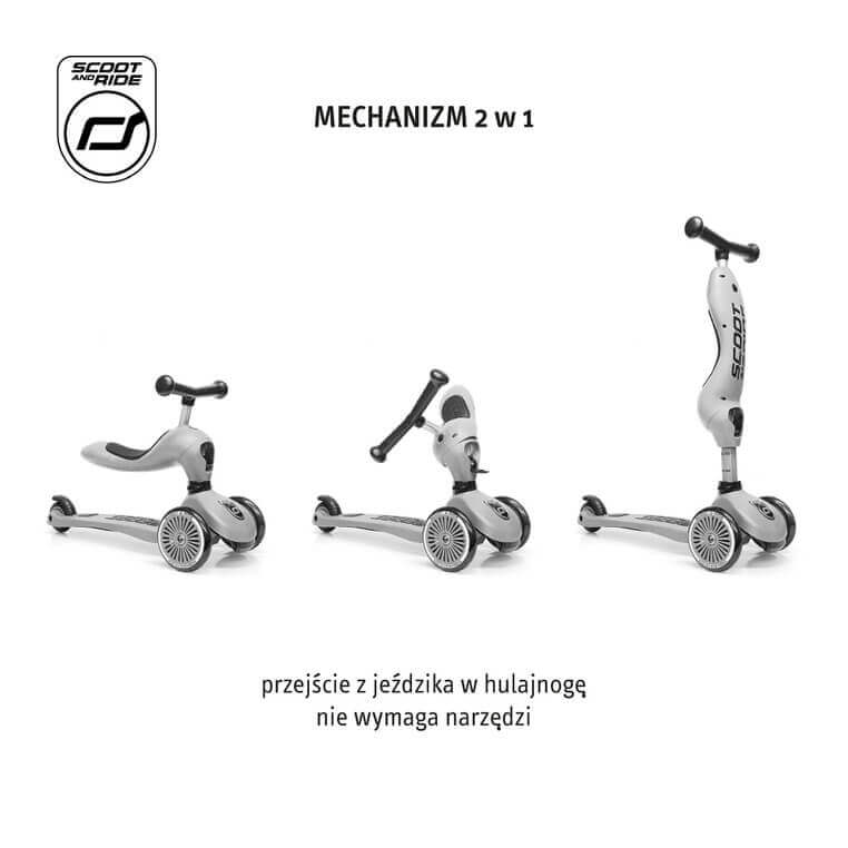 USZKODZONE OPAKOWANIE: Highwaykick1 Push and Go 2w1 Jeździk i hulajnoga z rączką do prowadzenia 1-5 lat Steel / Scootandride