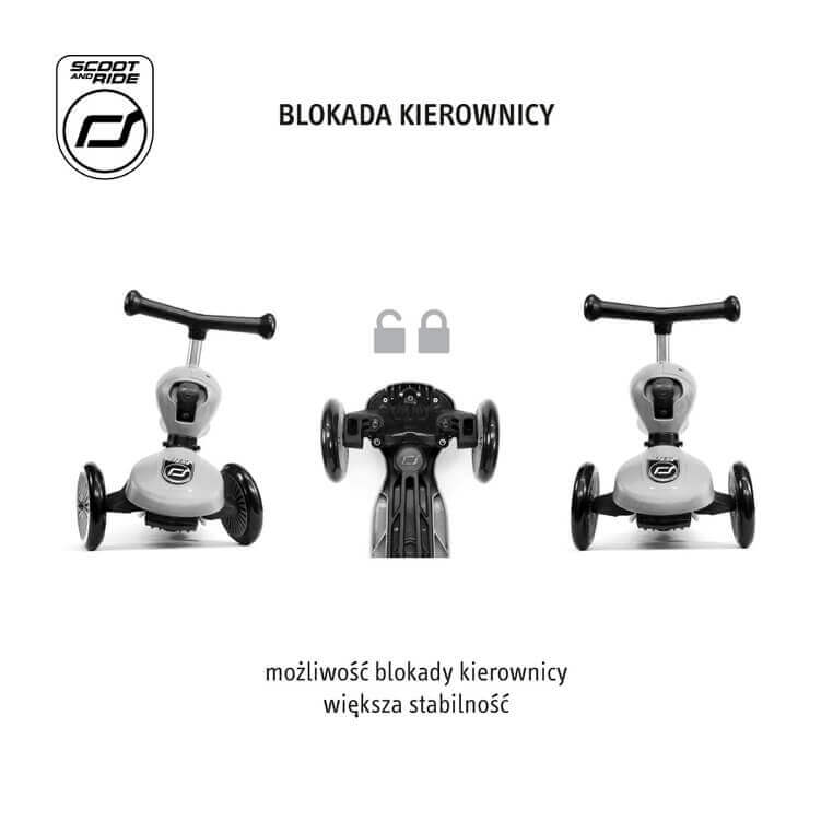 USZKODZONE OPAKOWANIE: Highwaykick1 Push and Go 2w1 Jeździk i hulajnoga z rączką do prowadzenia 1-5 lat Steel / Scootandride