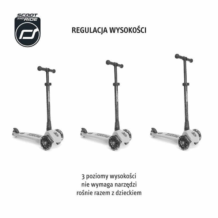 USZKODZONE OPAKOWANIE: Highwaykick 3 LED Hulajnoga składana ze świecącymi kółkami 3+ Steel / Scootandride