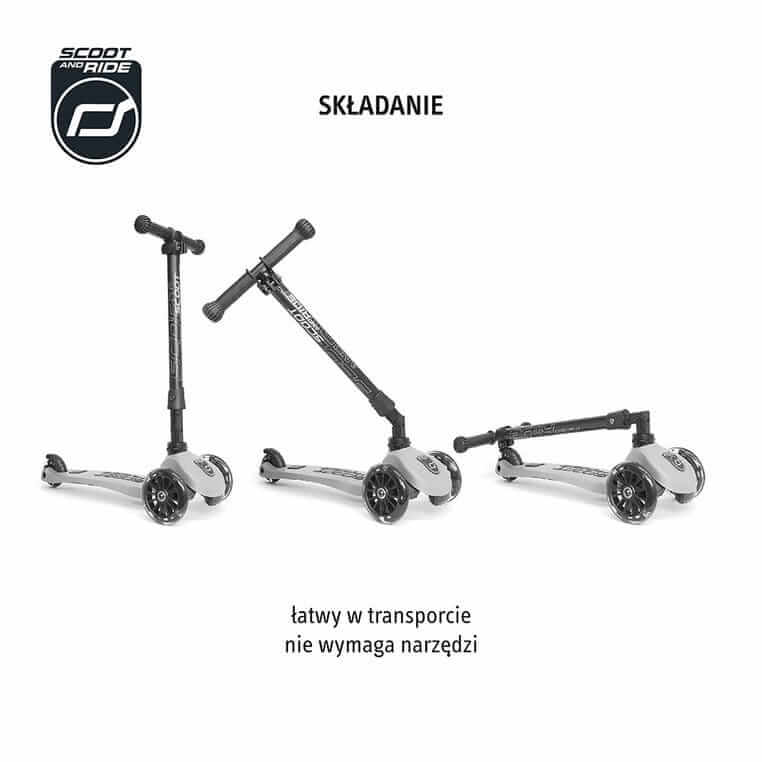 USZKODZONE OPAKOWANIE: Highwaykick 3 LED Hulajnoga składana ze świecącymi kółkami 3+ Steel / Scootandride