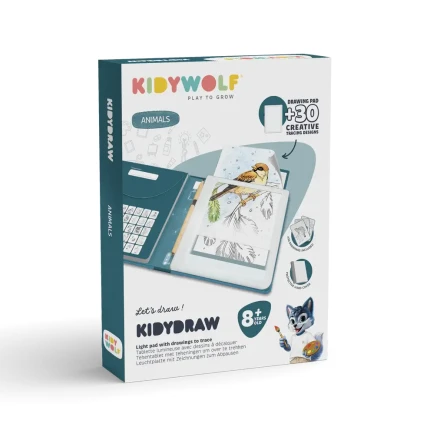 Tablet graficzny z szablonami do rysowania KIDYDRAW-PAD - Animals / Kidywolf