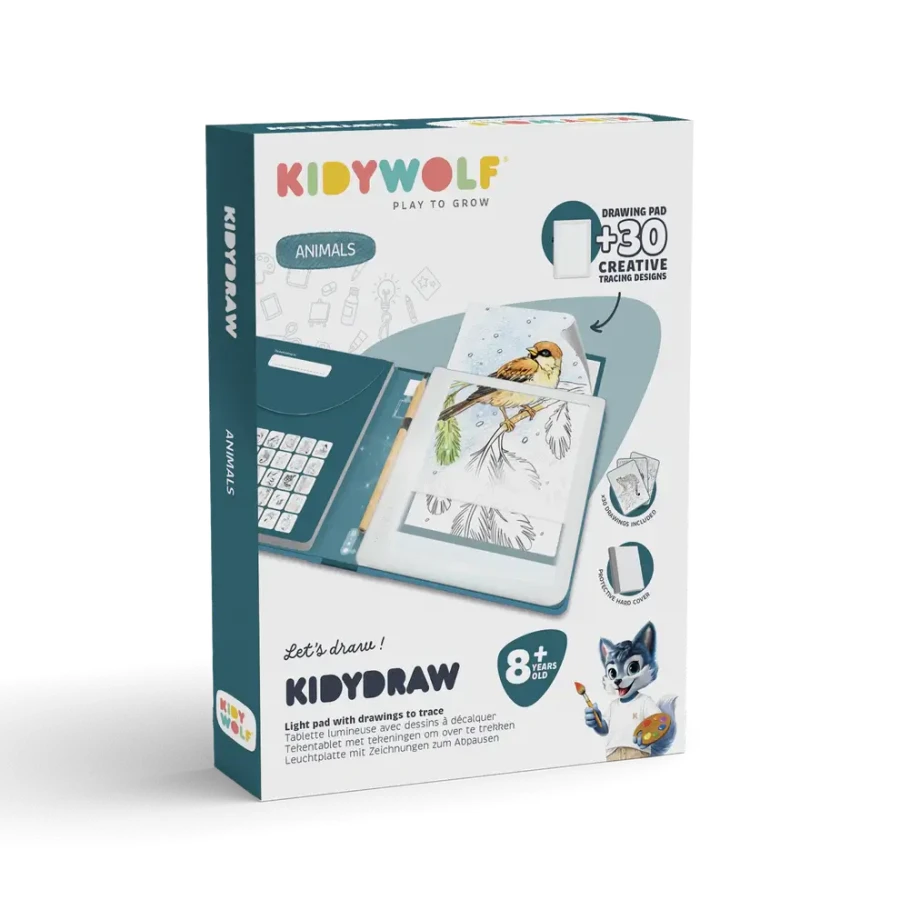 Tablet graficzny z szablonami do rysowania KIDYDRAW-PAD - Animals / Kidywolf