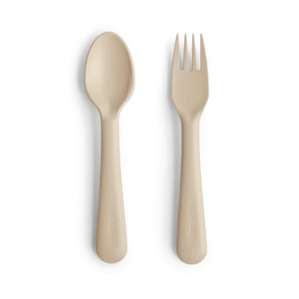 Sztućce dla dzieci, łyżka i widelec - Vanilla / Mushie