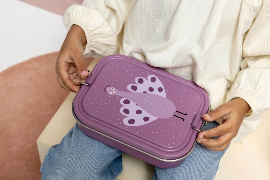 Duży stalowy lunchbox - Paw / Trixie