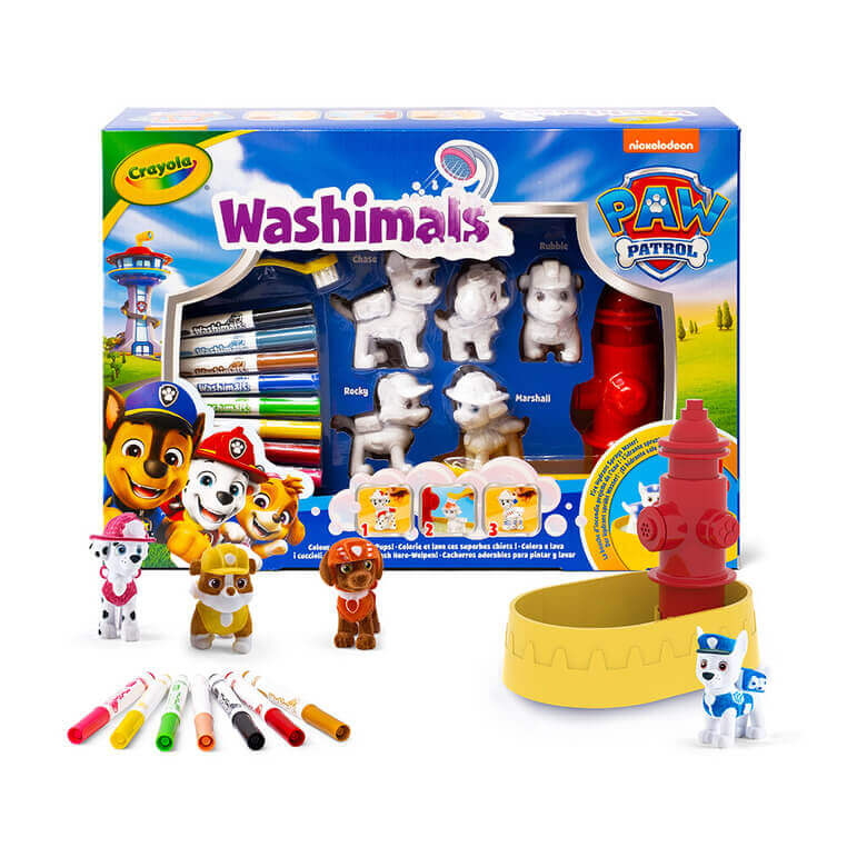 USZKODZONE OPAKOWANIE: Zestaw 5 figurek do malowania i mycia Washimals, Psi Patrol 3+ / Crayola