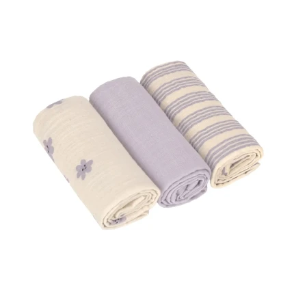 Muślinowa pieluszka otulacz 3 szt. Tiny Team Pastel Lilac / Lassig