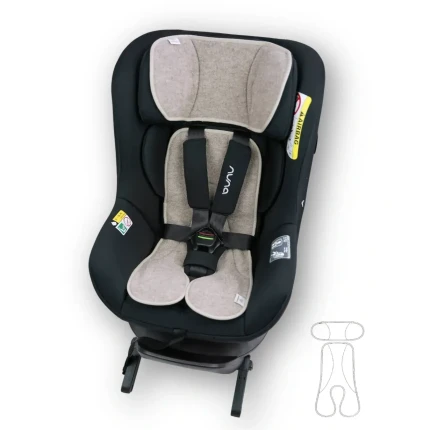 Dwuczęściowa wełniana wkładka termoregulacyjna MIDI merino do fotelika do 105 cm BEŻOWA / Patulove