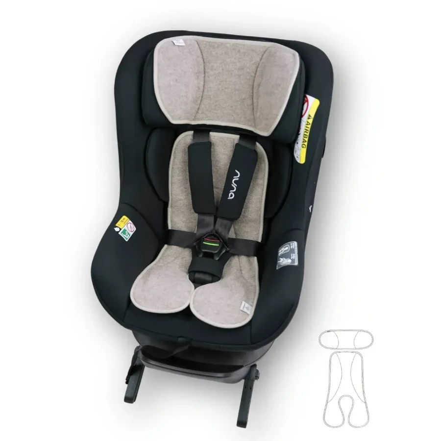 Dwuczęściowa wełniana wkładka termoregulacyjna MIDI merino do fotelika do 105 cm BEŻOWA / Patulove