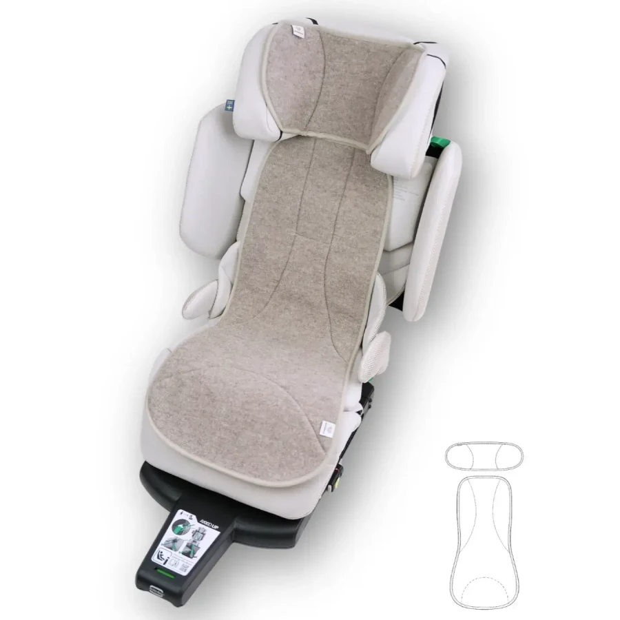 Dwuczęściowa wełniana wkładka termoregulacyjna MAXI PLUS merino do fotelika (15-36 kg) BEŻOWA / Patulove
