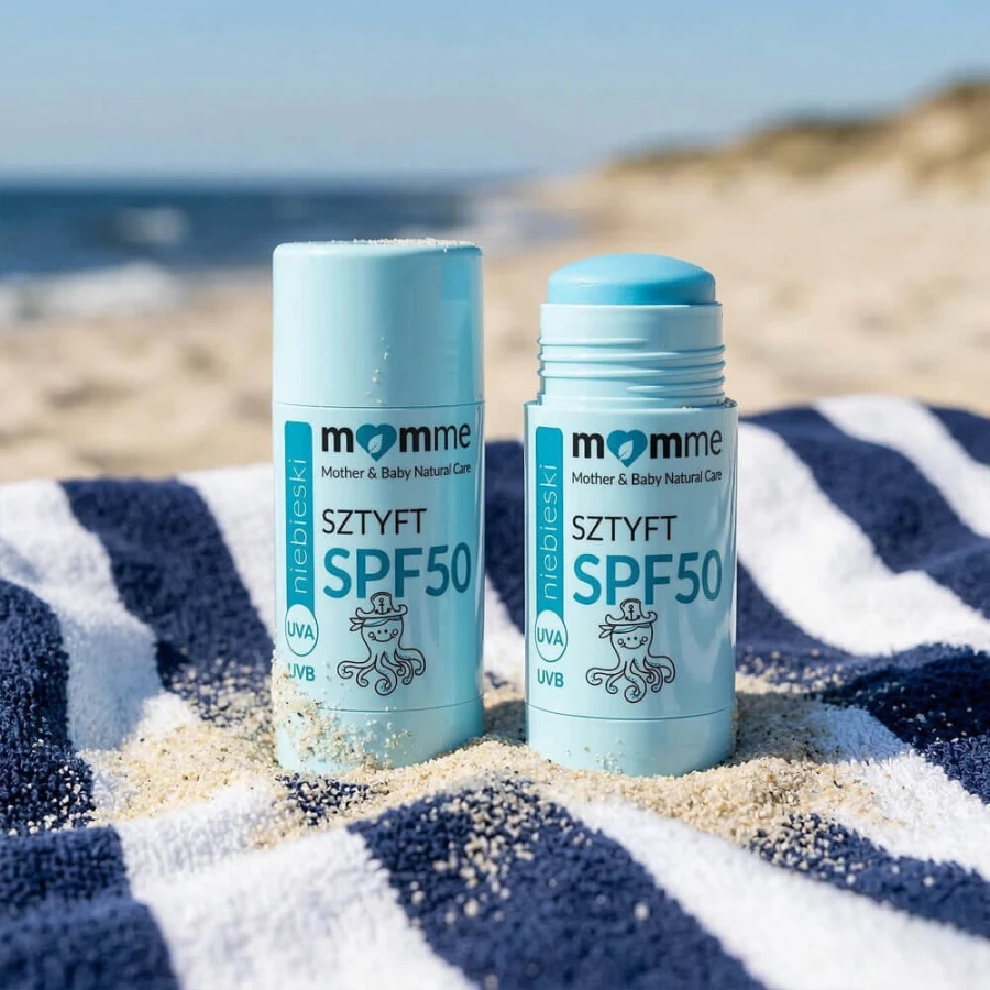 Niebieski sztyft przeciwsłoneczny SPF 50, 10g / MomMe 