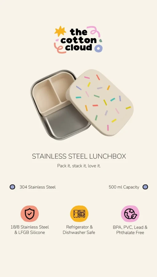 Lunchbox ze stali nierdzewnej z wyjmowanymi przegródkami - Woof Gang / The cotton cloud