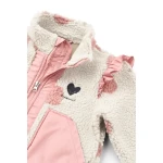 Polarowa kurtka Noam z falbanką - Spot dot Sandy, Rose blush mix / Liewood