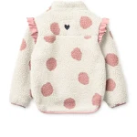 Polarowa kurtka Noam z falbanką - Spot dot Sandy, Rose blush mix / Liewood