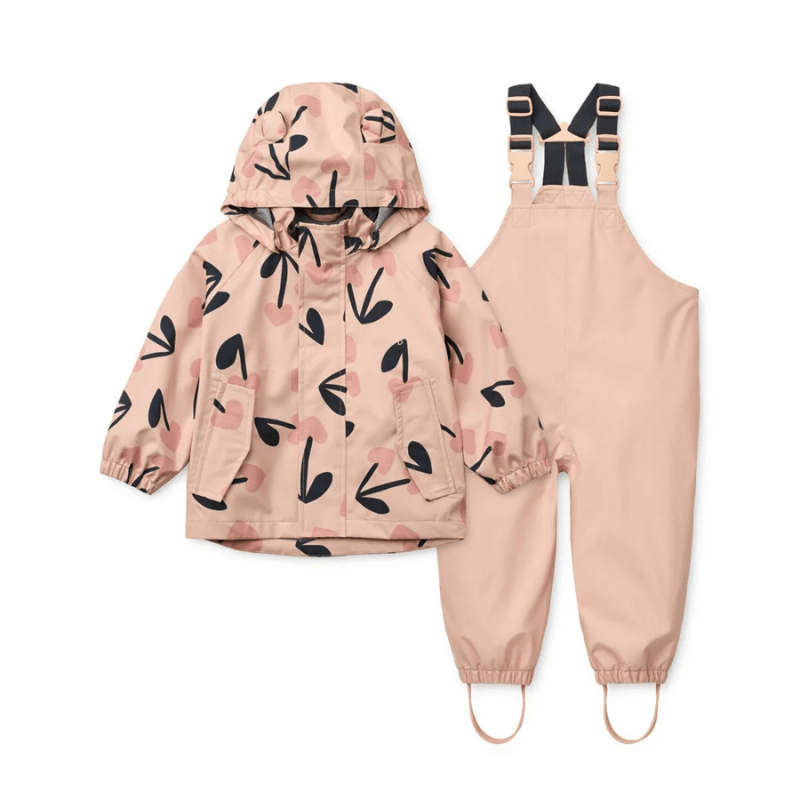 Komplet przeciwdeszczowy Manu - mega cherry heart, Rosey mix / Liewood