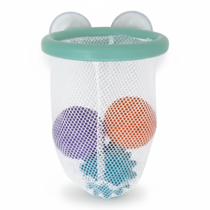 Gra w koszykówkę do kąpieli - kosz z przyssawkami z 3 piłkami 12m+ / Janod J04708