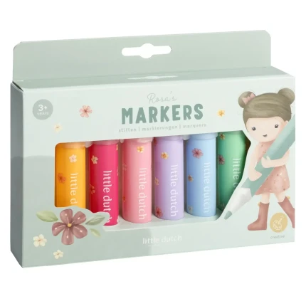 USZKODZONE OPAKOWANIE: Grube markery Rosa & Friends / Little Dutch