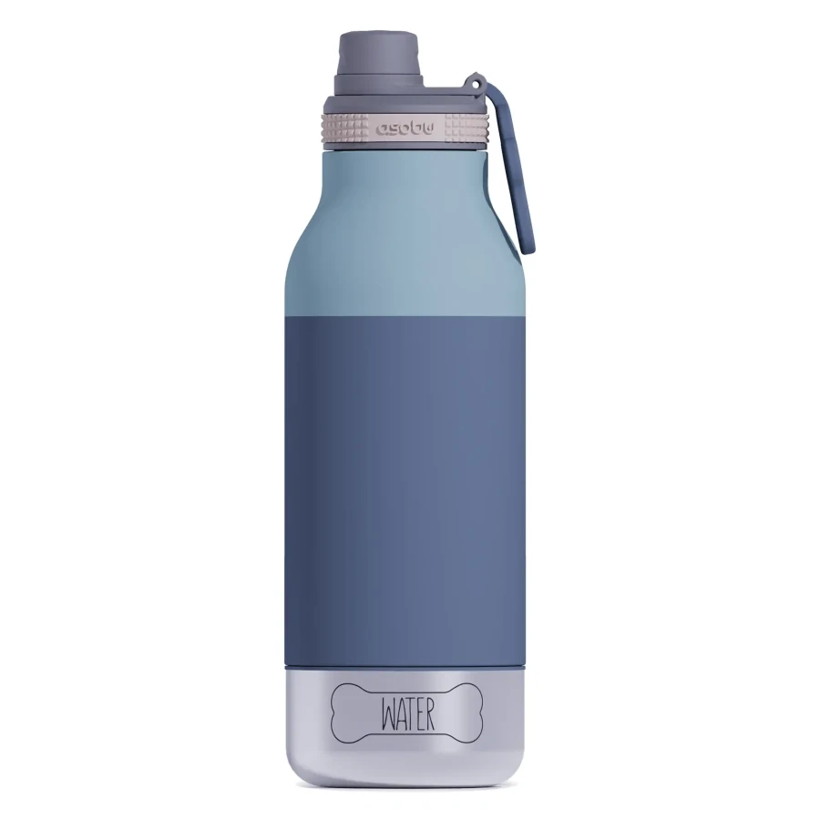 Butelka z miskami dla psa Buddy, 1L - pastel blue / Asobu