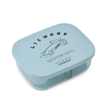 Lunchbox tritanowy z przegródkami Arthur - Race cars, Beach blue / Liewood
