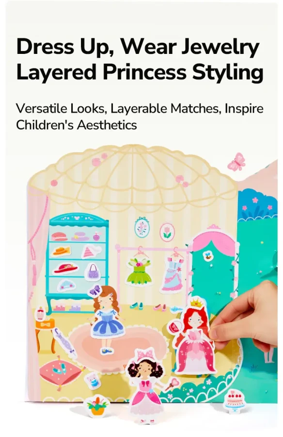 Zestaw żelowych naklejek wielokrotnego użytku - Princess Dress-Up / Mideer