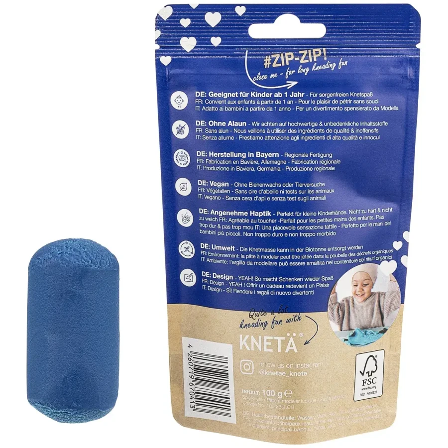 Wegańska masa plastyczna, 100g - niebieska / KNETA
