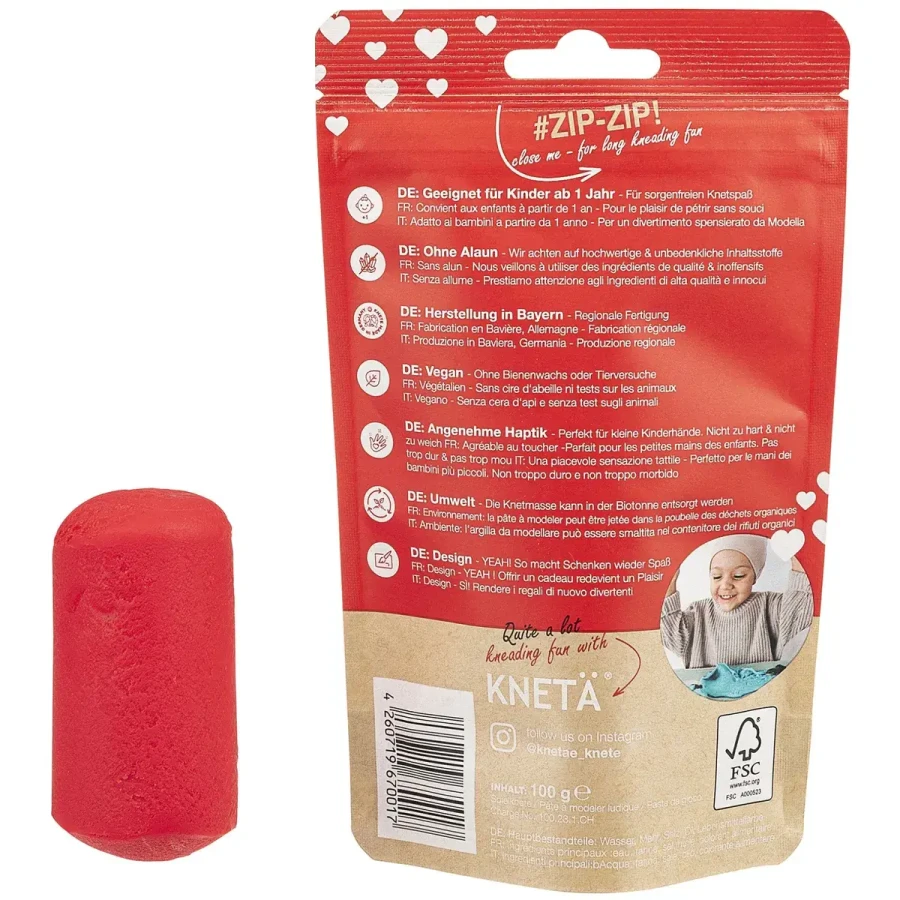 Wegańska masa plastyczna, 100g - czerwona / KNETA