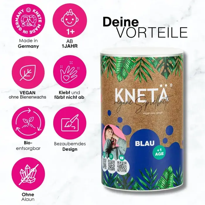 Wegańska masa plastyczna w puszce XXL, 1kg - niebieska / KNETA