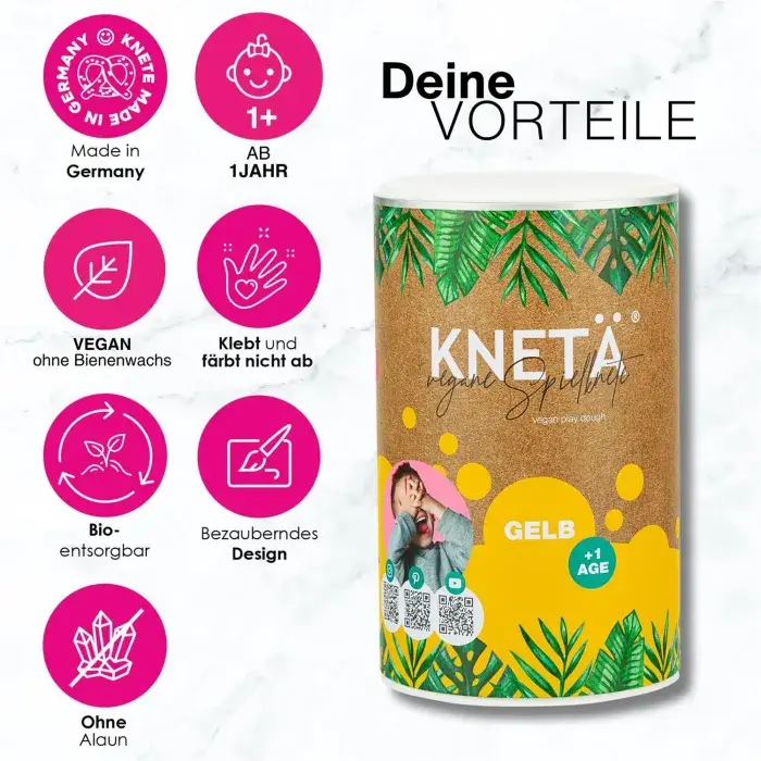Wegańska masa plastyczna w puszce XXL, 1kg - żółta / KNETA