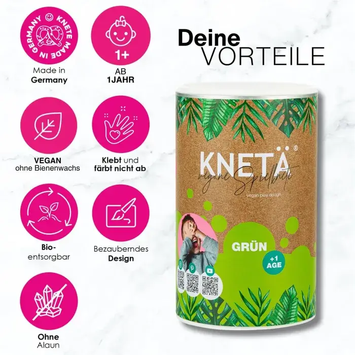 Wegańska masa plastyczna w puszce XXL, 1kg - zielona / KNETA