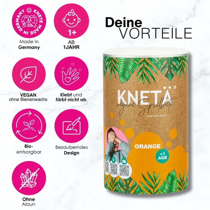 Wegańska masa plastyczna w puszce XXL, 1kg - pomarańczowa / KNETA
