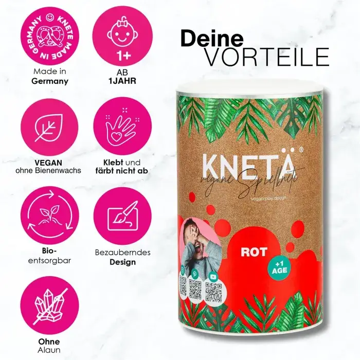 Wegańska masa plastyczna w puszce XXL, 1kg - czerwona / KNETA