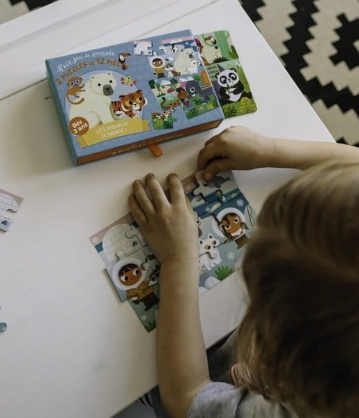 Zestaw 2x puzzle antarktyda i dżungla 3+ / Auzou