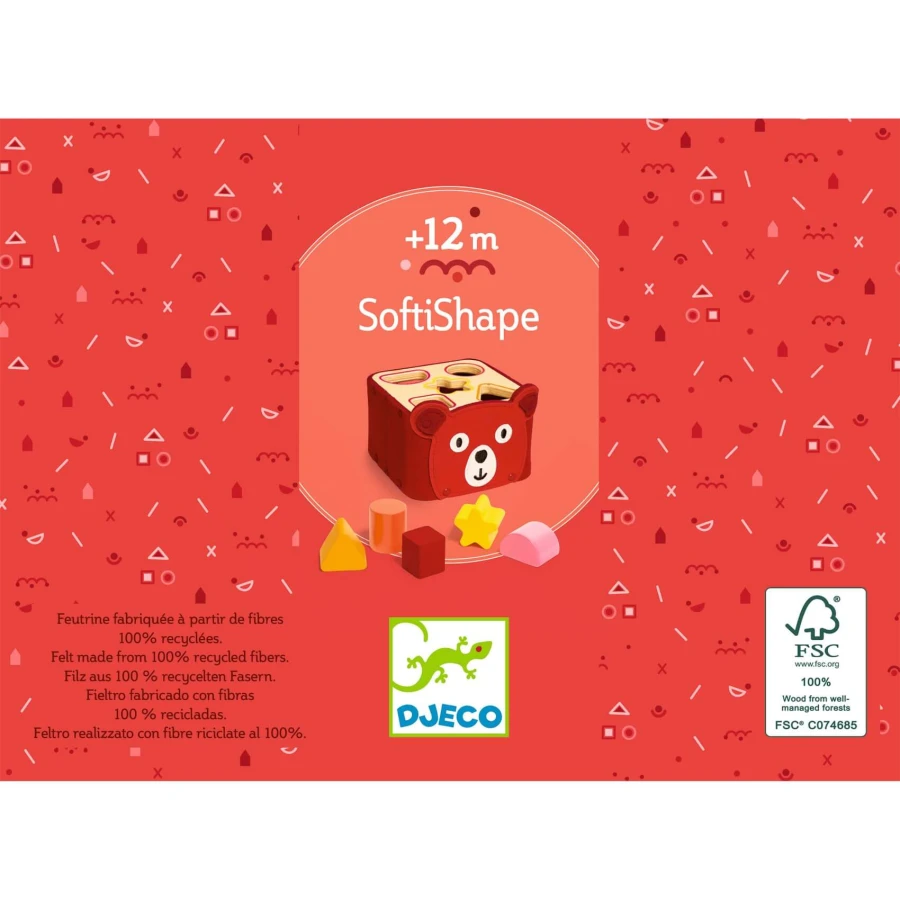 Sorter kształtów drewno+filc SOFTISHAPE / Djeco