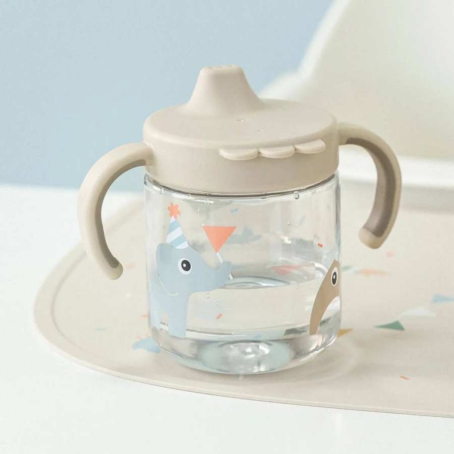 Kubek niekapek z uchwytami Celebration Sand, 260ml / Done by Deer