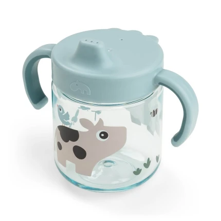 Kubek niekapek z uchwytami Tiny Farm Blue, 260ml / Done by Deer