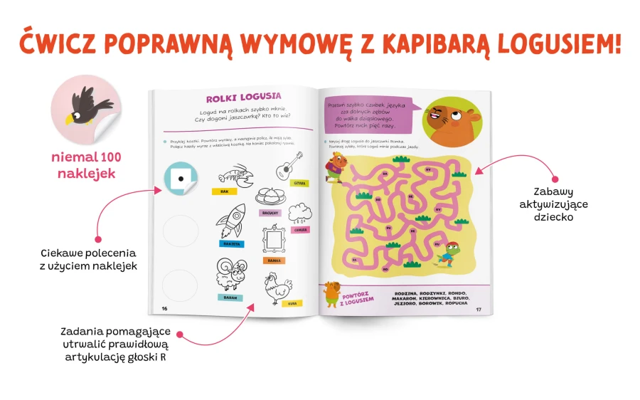 Wymawiam "r". Zabawy logopedyczne. Kapibara Loguś / Kapitan Nauka
